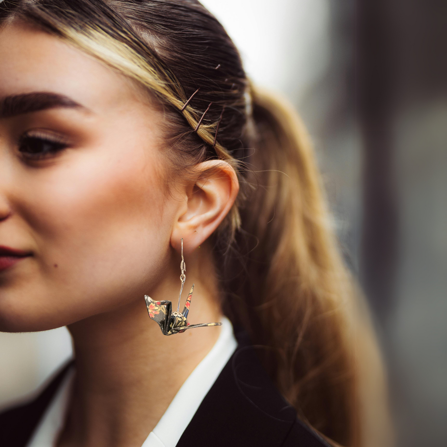 Origami Paper Crane Earrings