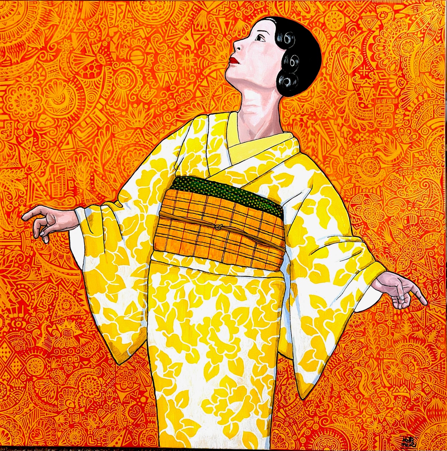 Woman in Yellow Kimono Original Canvas