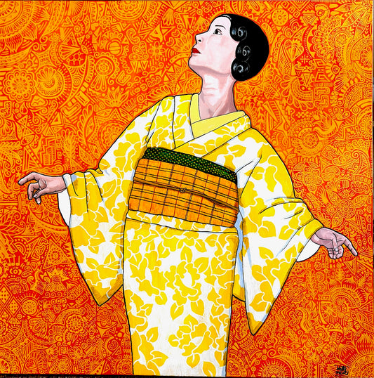 Woman in Yellow Kimono Original Canvas